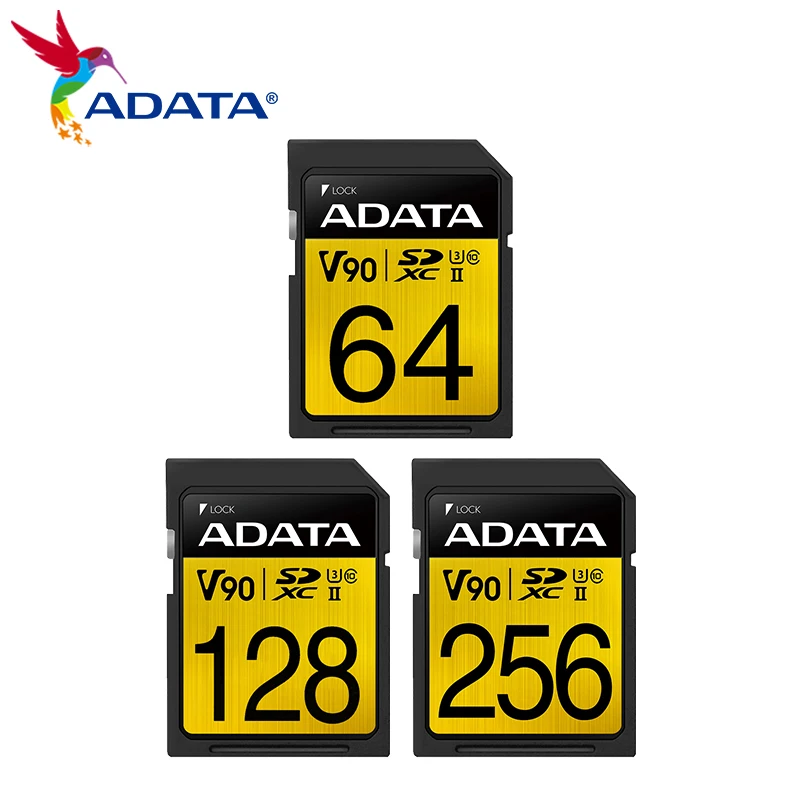 ADATA  V90 SD Card SDXC UHS-II U3 Class 10 Memory Card Up to 290Mb/s 64G  128GB 256GB  3D NAND  SD Card