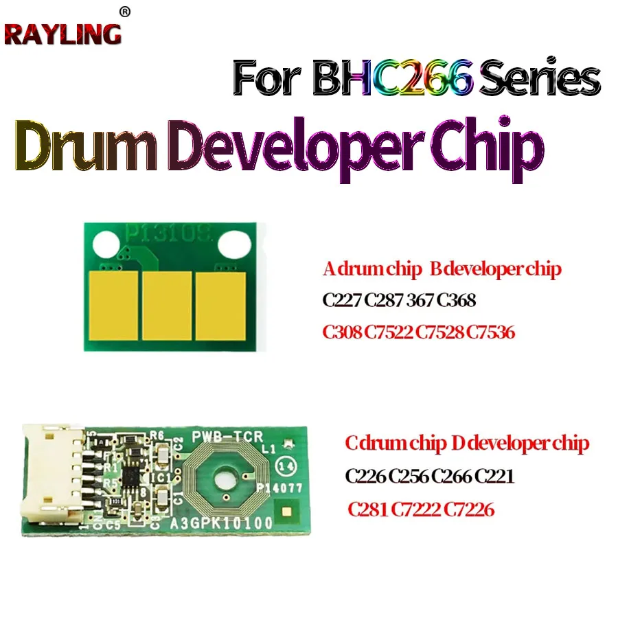 Developer Chip Drum unit Chip For Konica Minolta Bizhub C227 C287 367 C368 C308 C7522 C7528 C7536 C226 C256 C266 C221 C281 C7222