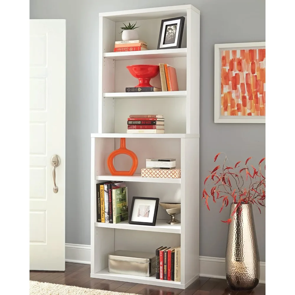 Bookshelf With 6 Shelf Tiers Tall Bookcase Hutch Bookcase & Magazine Racks Sturdy Wood With Closed Back Panel Wardrobe Book Room