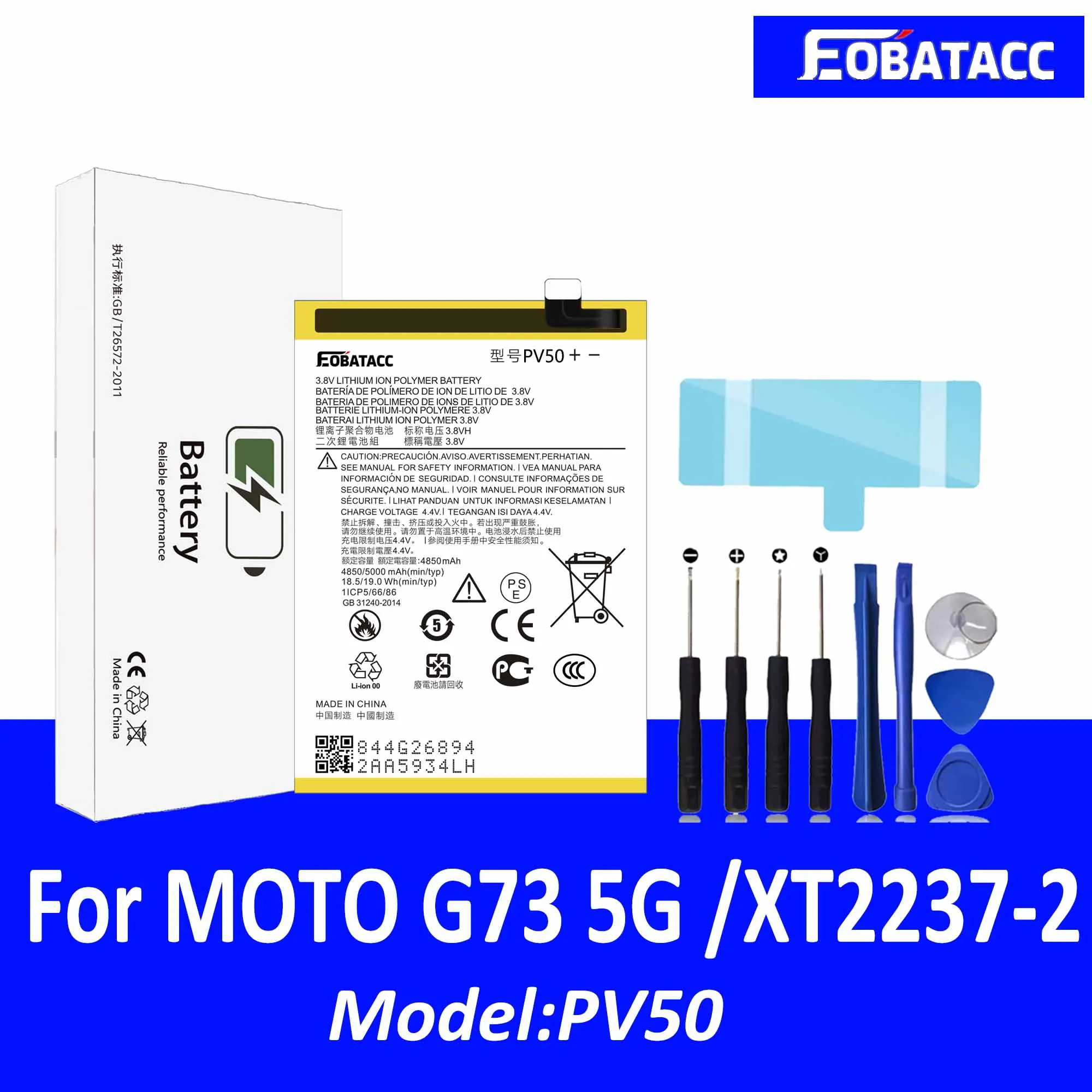 

EOTABACC 100% New Original Battery PV50 For Motorola MOTO G73 5G /XT2237-2 Battery +Tools