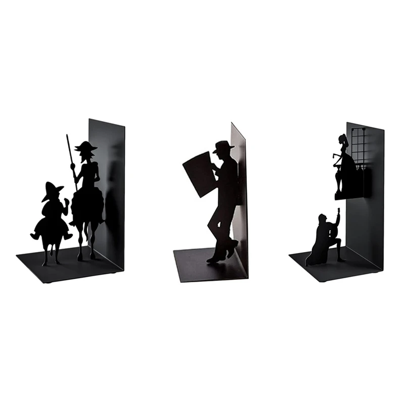 Decorative Bookends Iron Figure Bookends Reading Book Support For Shelves Home Office Desktop Decor