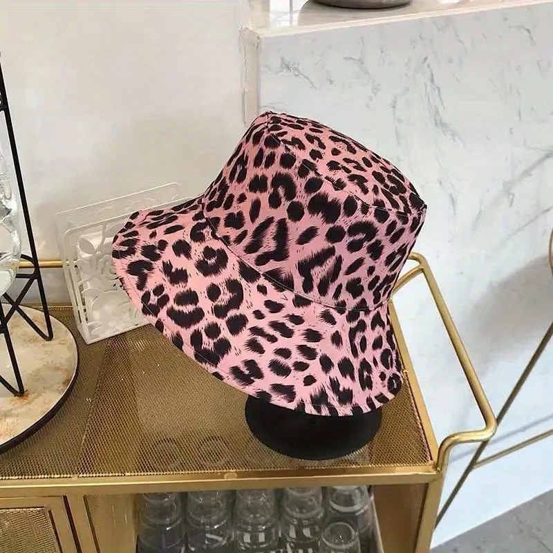 Sombrero de pescador Reversible con estampado de leopardo para hombre y mujer, gorro de pescador con protección solar, transpirable, para verano,