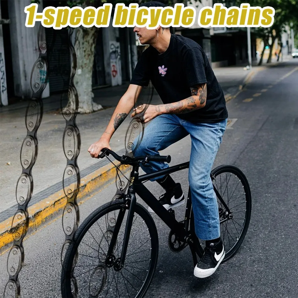 

Односкоростная велосипедная цепь с фиксированной передачей, быстрозвенные детали, металлическая оливковая цепь, детали велосипеда, дорожная велосипедная цепь, горный велосипед