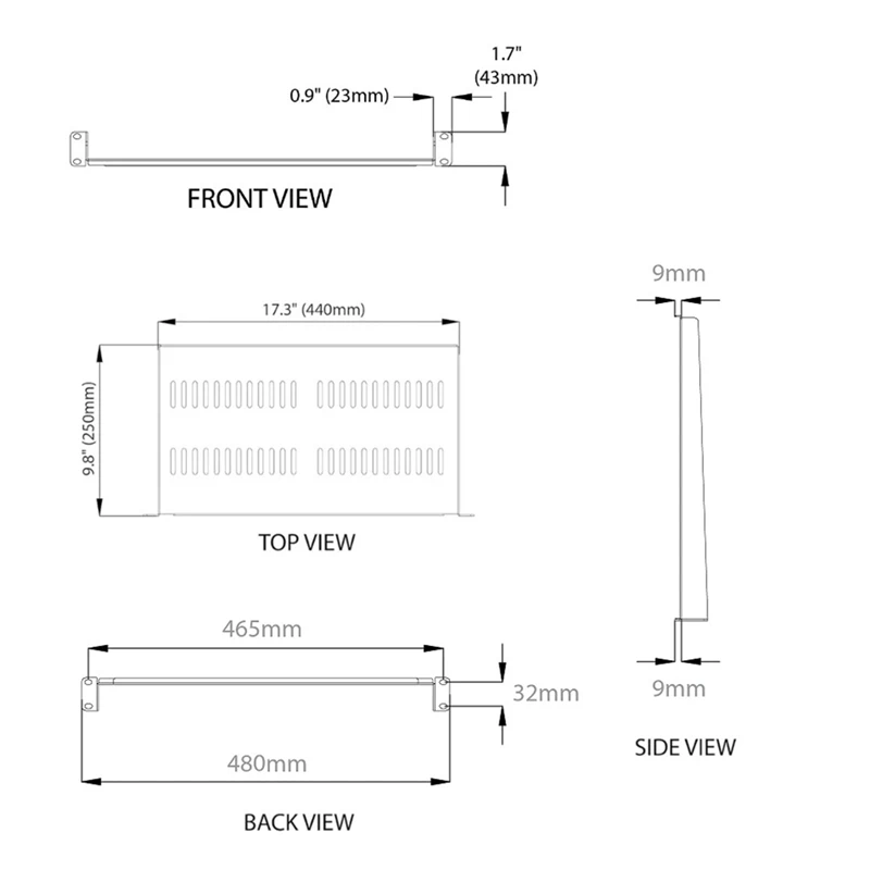 1U Server Rack Mount Shelf Vented Cantilever Tray For 19Inch Network Equipment Rack & Cabinet, Fine Workmanship