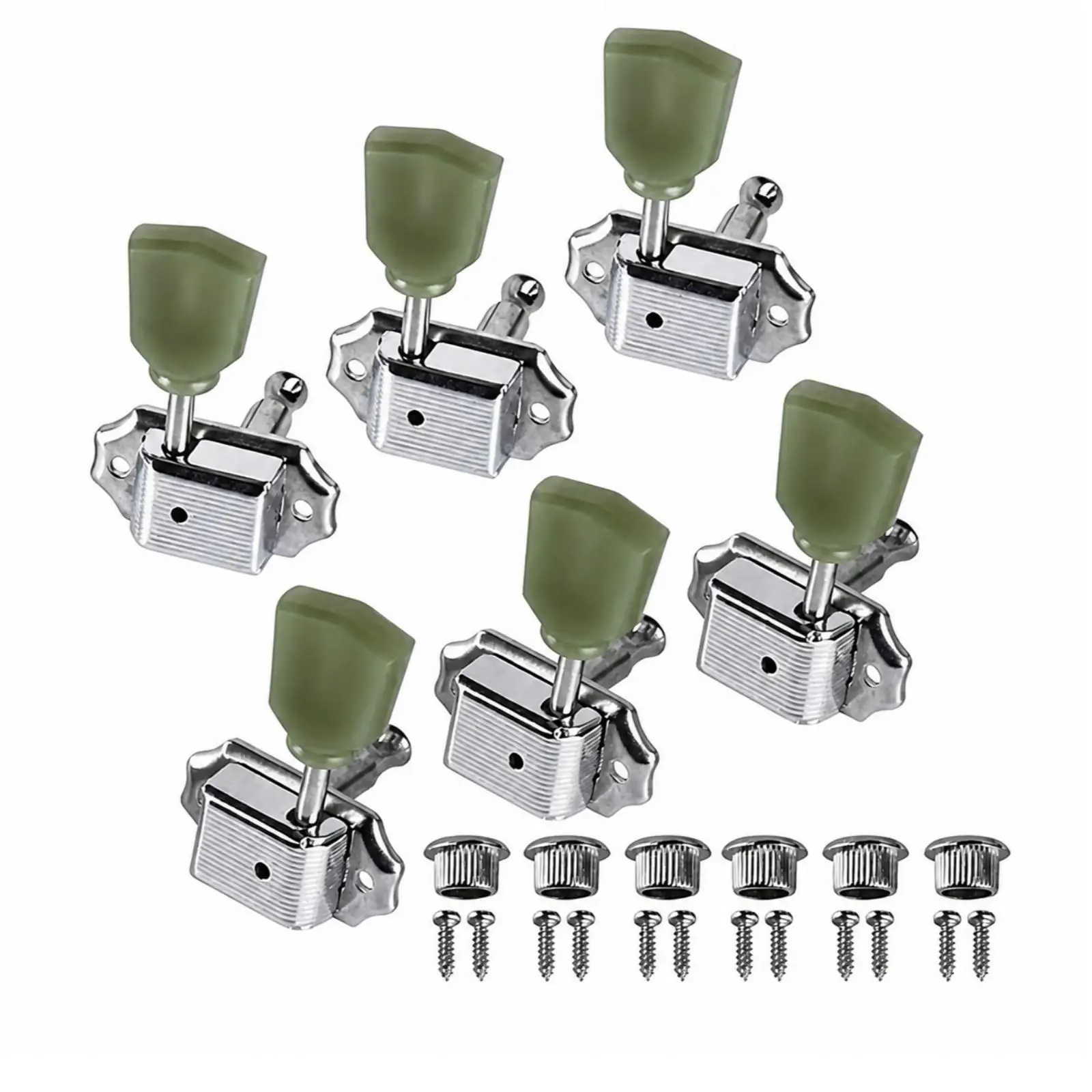 6 Pieces Guitar Tuning Machine Vintage-Style Semi-Enclosed Guitar Tuning Machine with Mounting Hardware Sturdy Reliable
