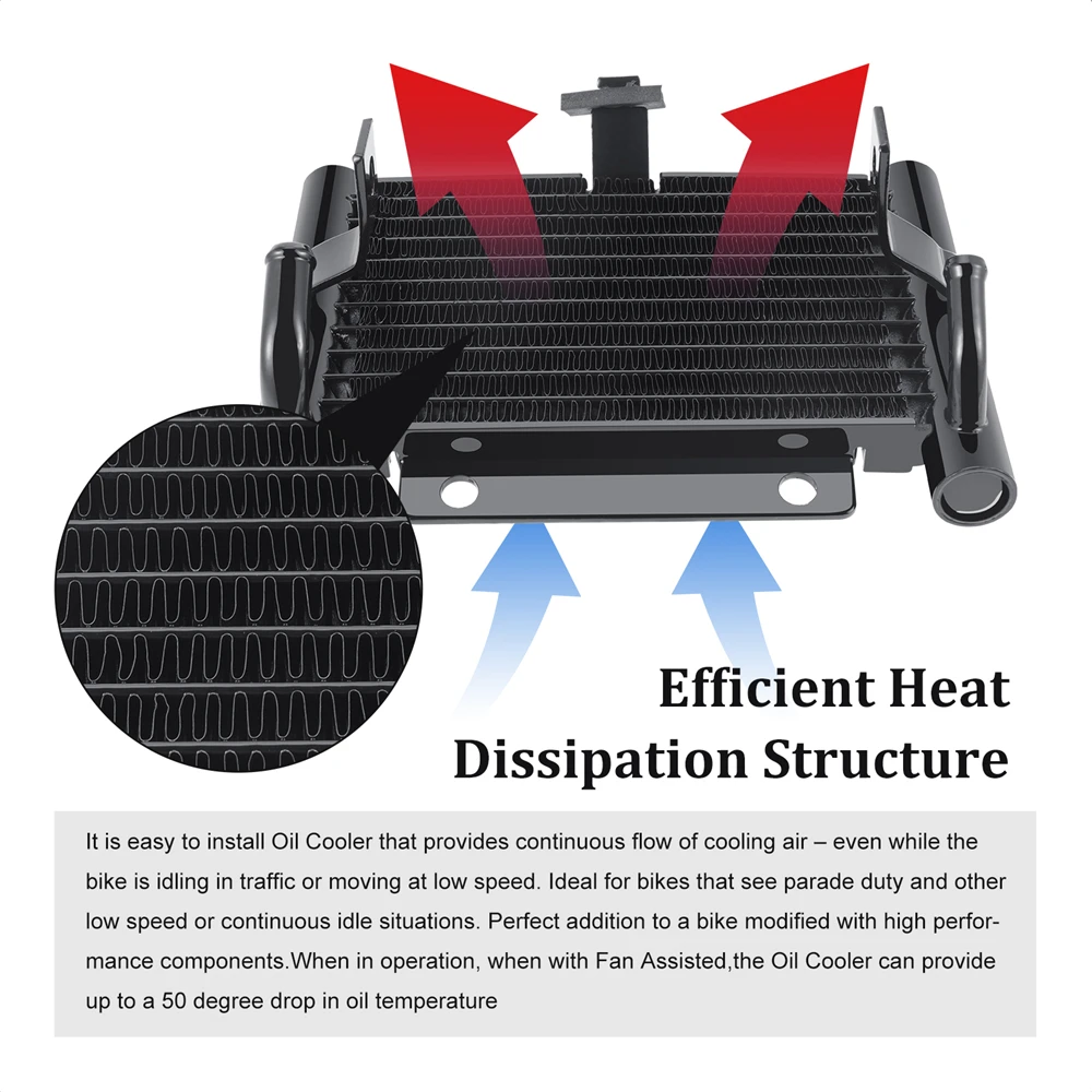 Motorcycle Black Oil Cooler Radiator for Harley Touring Road King Electra Glide Street Glide Road Glide 2017-Up