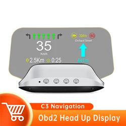 2023 New OBD2 Head Up Display C3/Plus GPS Navi Digital Speedometer Glass Projection on-board Computer with Multiple Interfaces