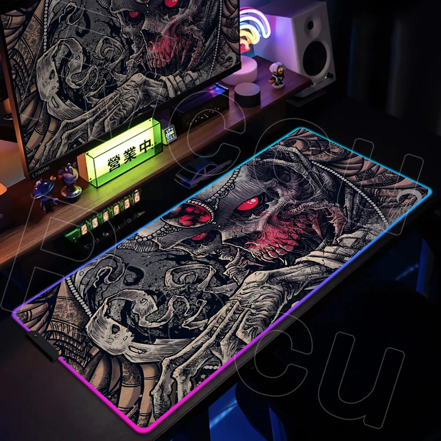 RGB Dark Horror punk Skull DIY customize HD Mouse Pad Large Game 90x40cm Gaming Keyboard Table Rubber Office Carpet LED Desk mat