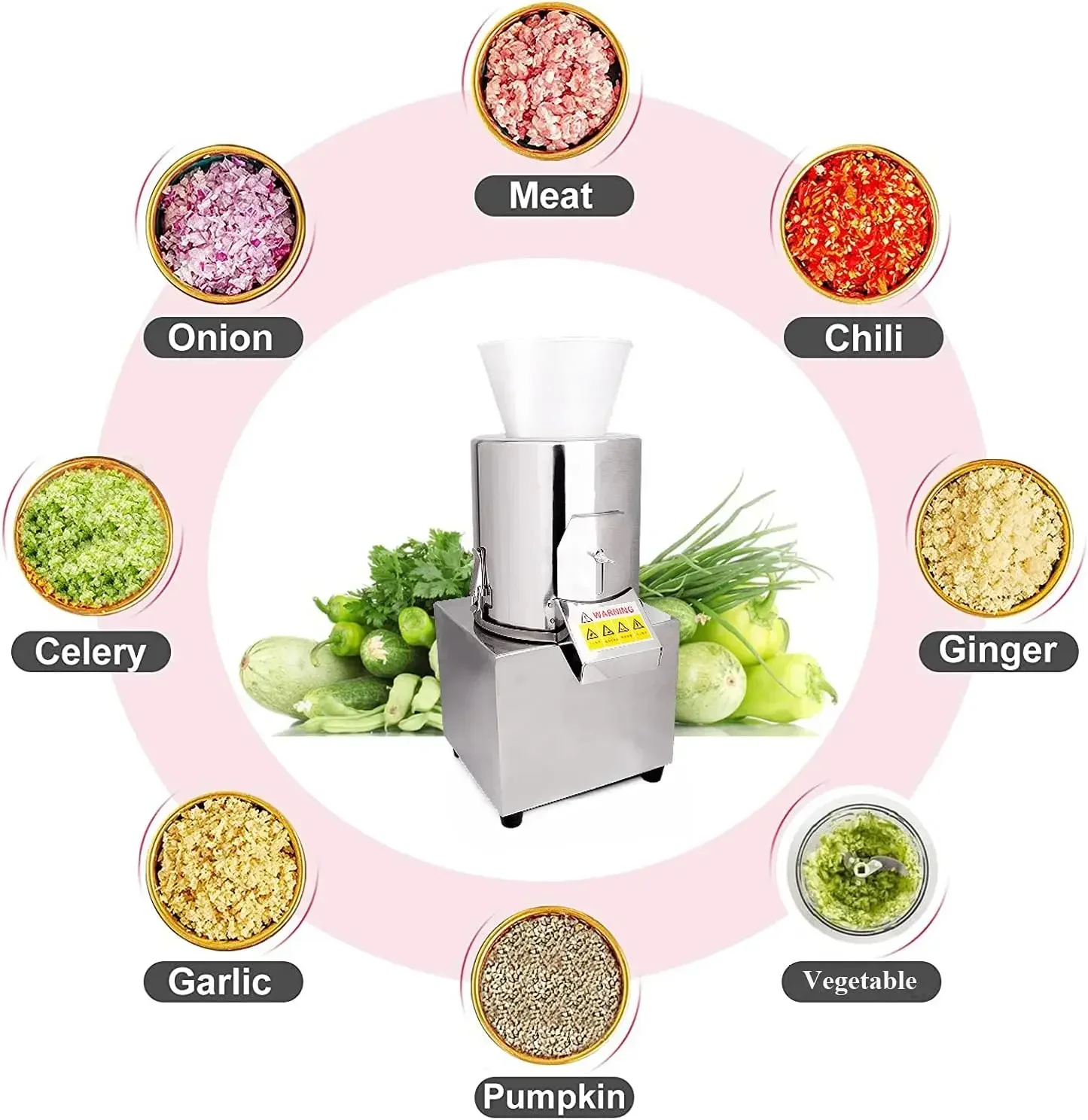 Electric Food Processor, Commercial Vegetable Chopper Meat Grinder Machine Fully Stainless Steel Body & Blades Perfect