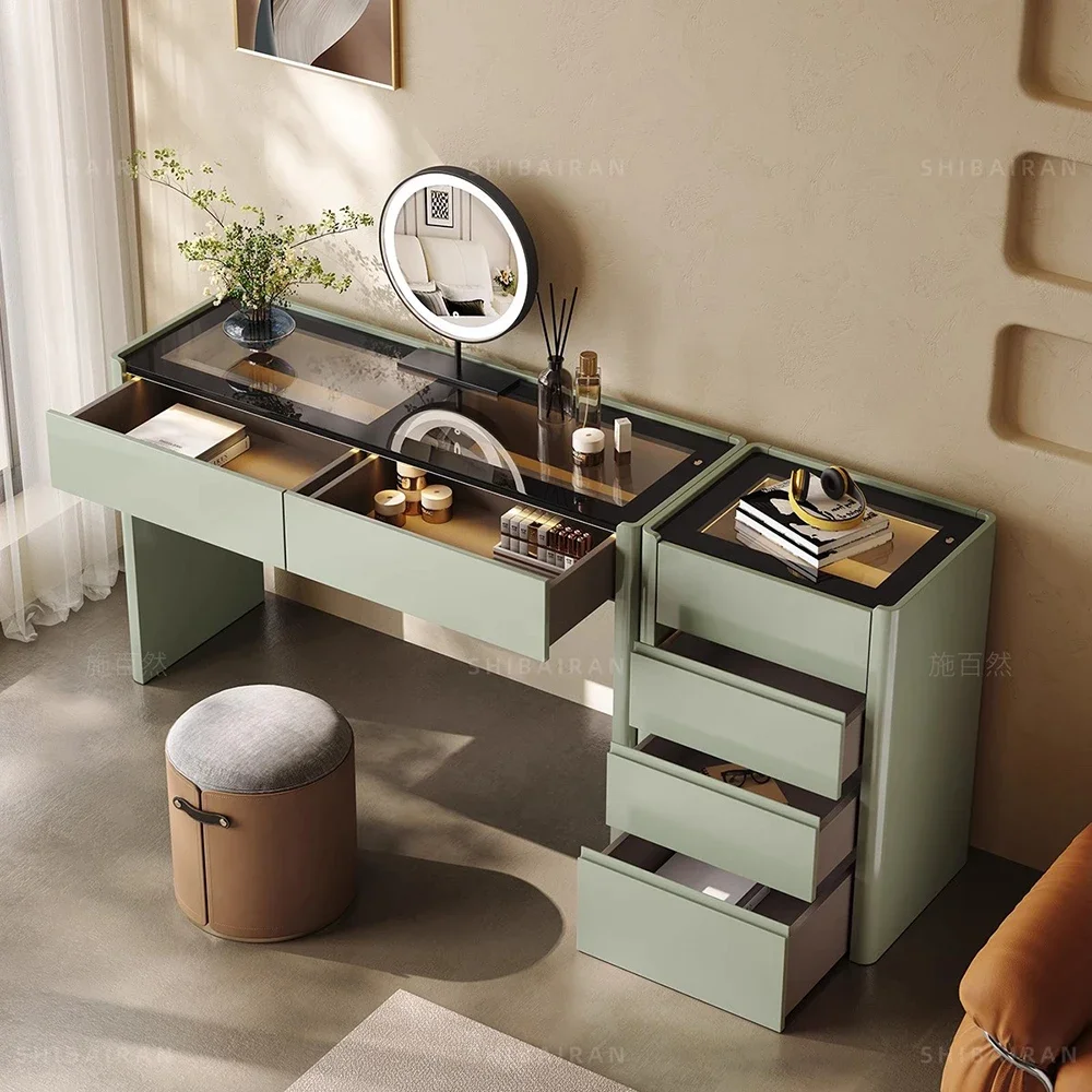 كرسي تخزين منضدة الزينة مرآة فاخرة احترافية حديثة منضدة الزينة عرض أوروبي Camas Y Muebles ديكور منزلي