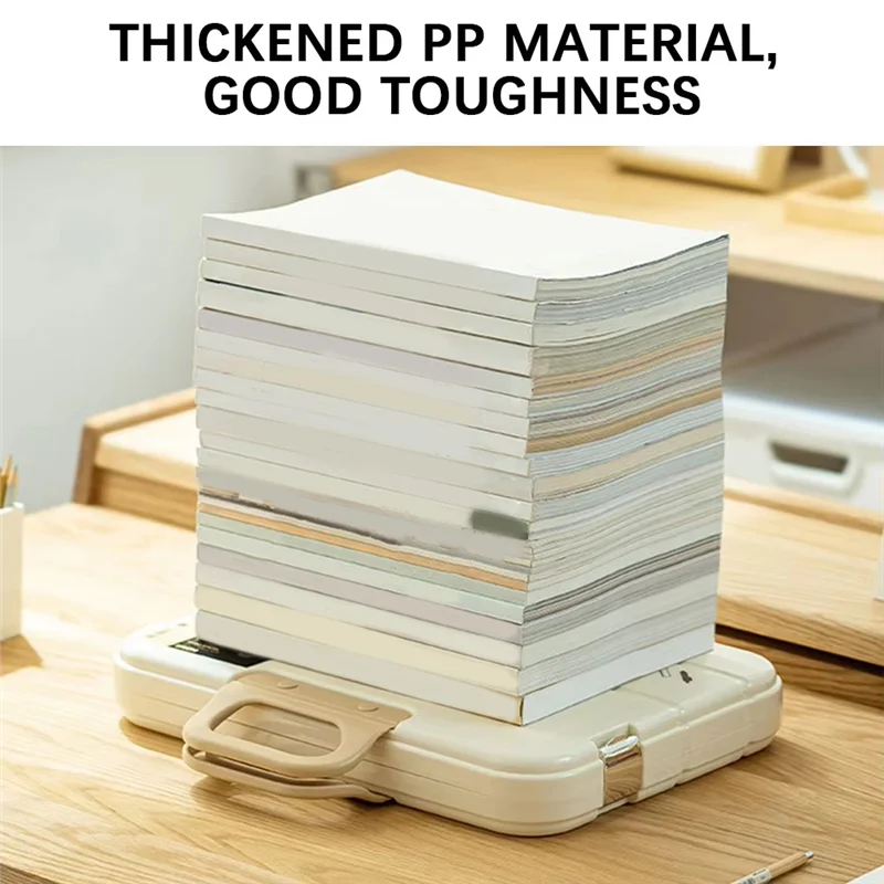

NEW-A4 Plastic File Folder With Lock Handle Portable Box File Waterproof Filing Supplies Multi-Purpose Document Bag