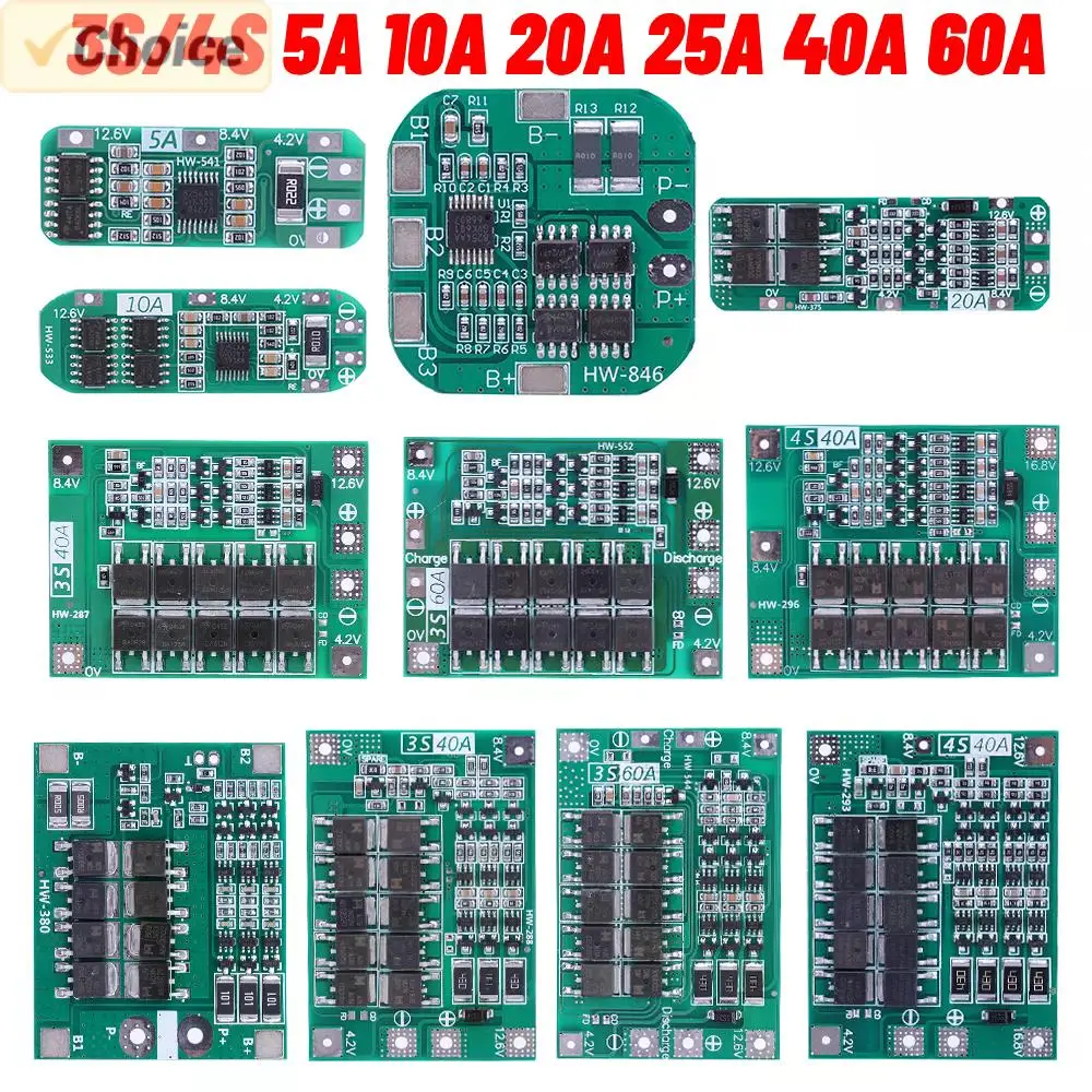 3S/4S 40A 60A Li-ion Lithium Battery Charger Protection Board 18650 BMS For Drill Motor 11.1V 12.6V/14.8V 16.8V Enhance/Balance