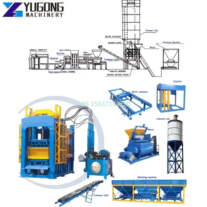 China Factory Fully Automatic Brick Making Machine Durable Diesel Powered Brick Making Machinery for Cement Brick Production