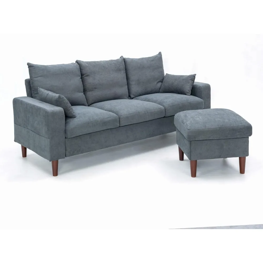 مجموعة أريكة مقطعية حديثة قابلة للتحويل على شكل حرف L من Panana لغرفة المعيشة الصغيرة، والشقة، والمكتب (رمادي)