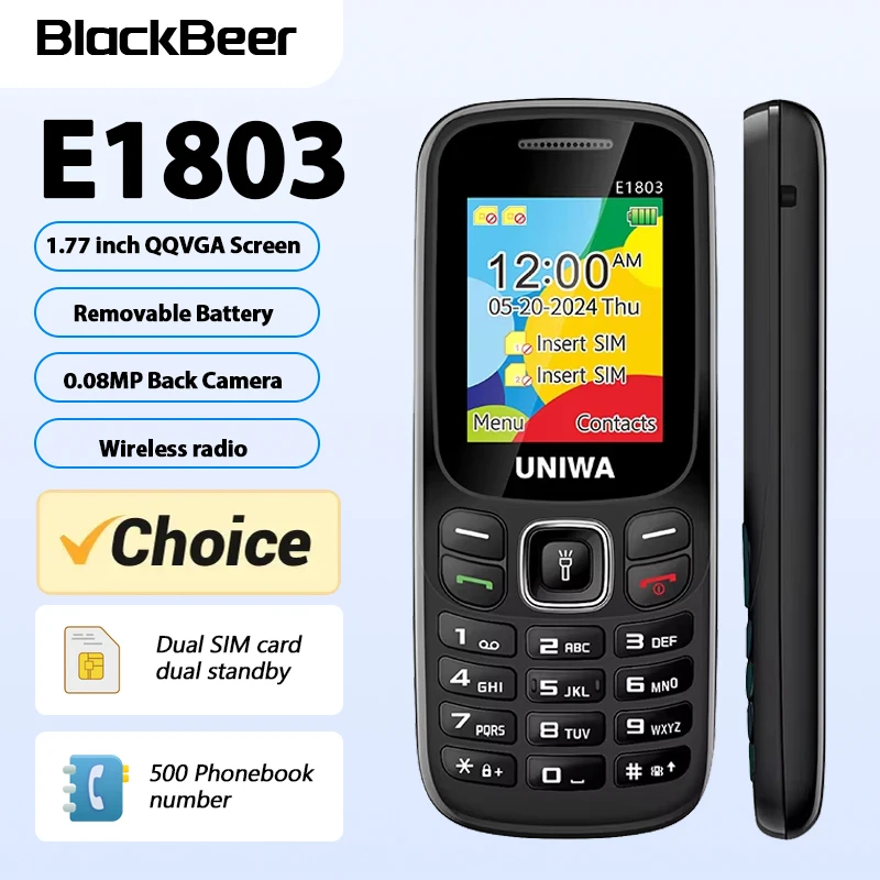 Low Price UNIWA E1803 2G GSM Feature Phone 1.77