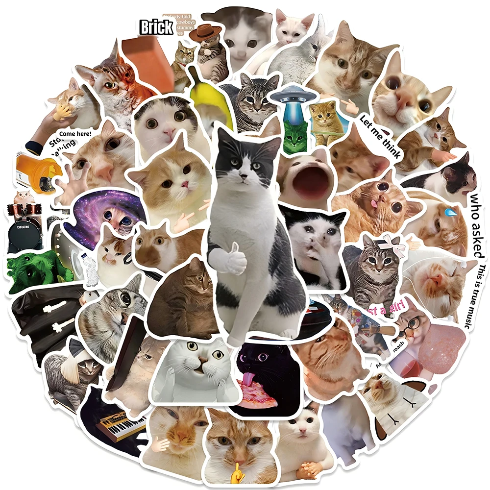 10/50/100/200 stücke Nette Tier Katze Aufkleber Kawaii Mädchen Kinder Lustige Kätzchen MEME Graffiti Aufkleber Spielzeug wasserdicht DIY Telefon Fall Fahrrad