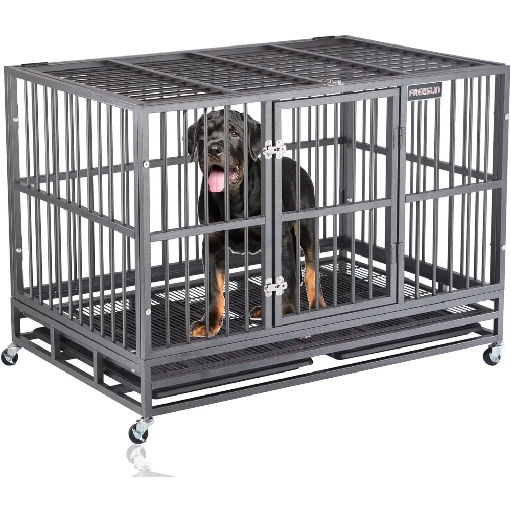 

Comfortable Dog Corral Heavy Duty Dog Kennel Lockable Puppy Secure Pet Easy To Clean 46" Silver Removable Fence House