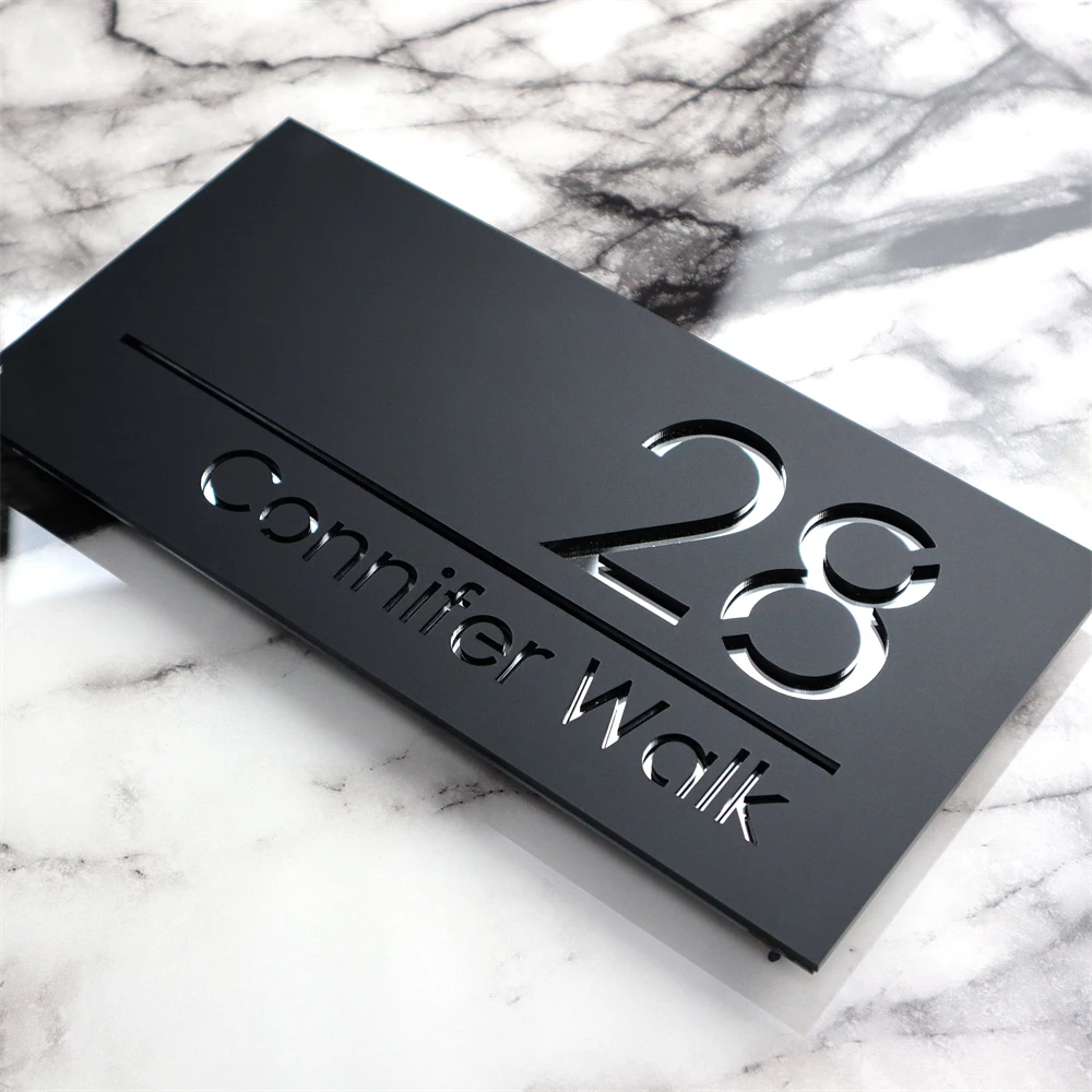 Personalized Laser Cut Acrylic House Number Sign | Modern Nordic Outdoor Wall Plaque for Home, Hotel, and Decorative Art Display