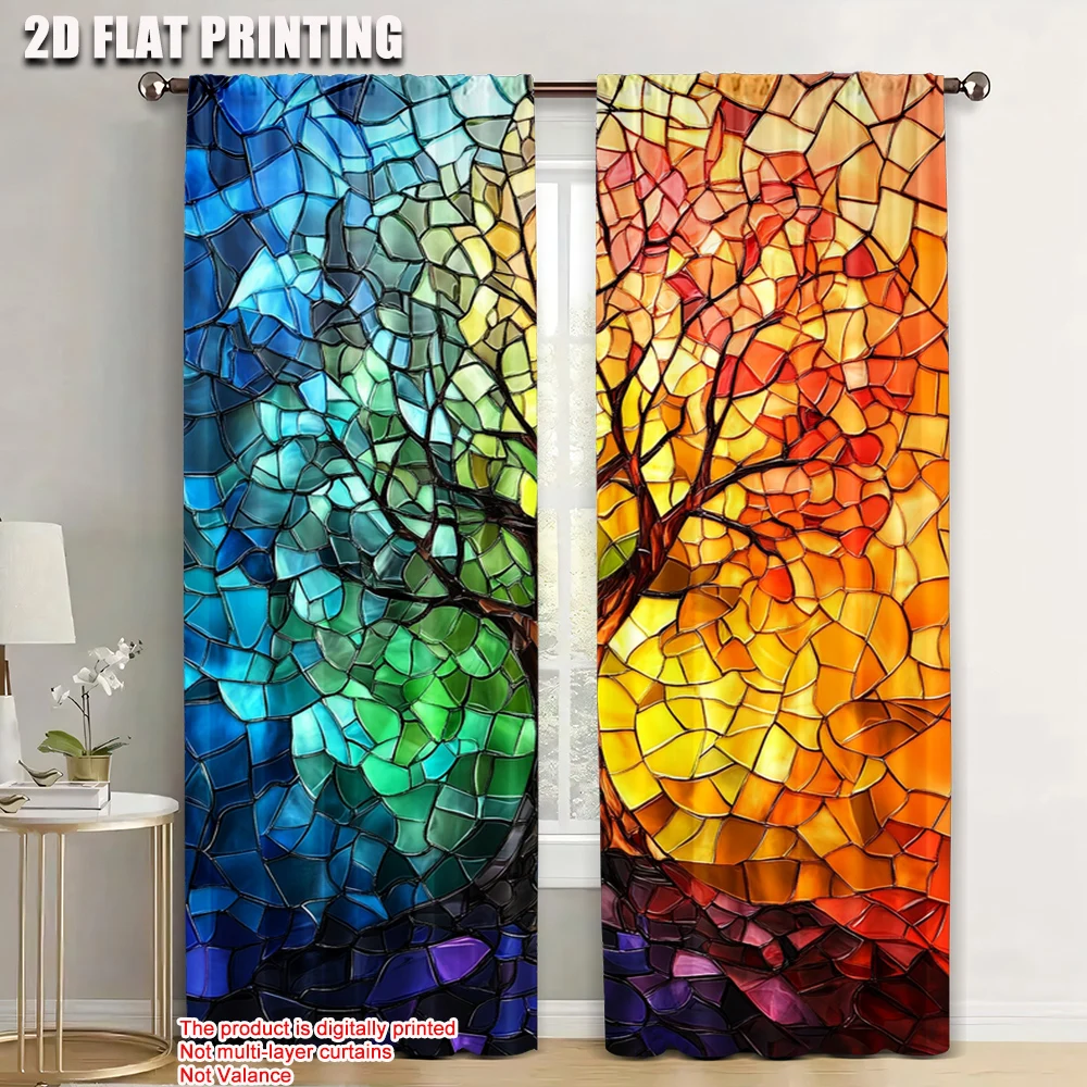 

2pc, Curtains The Tree of Life (2) Versatile Polyester,Without Electricity Versatile Applies to Holiday Decorations