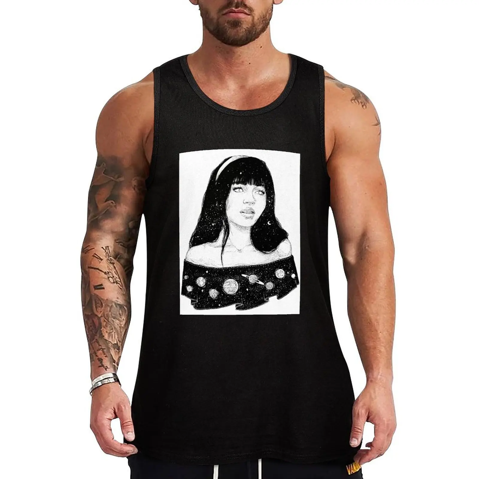 Camiseta regata com ilustração Malina Weissman, camisetas regata de ajuste clássico, camiseta para uso diário