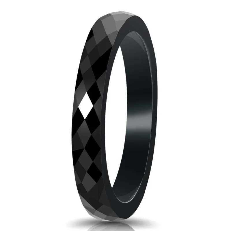 Kolmnsta 3mm Ceramics Rings For Women Rhombic Section Cutting Smooth Black White Color Wedding Bands Engagement Rings Jewelry