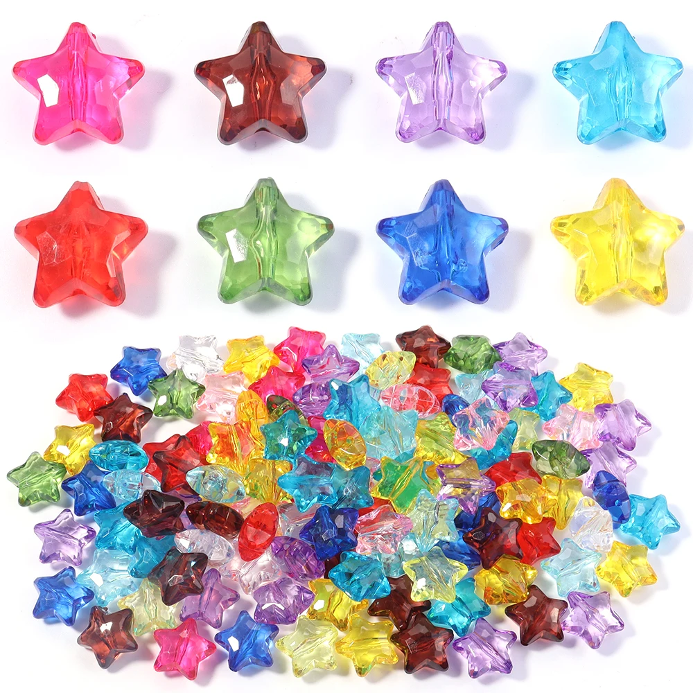 30 teile/los Acryl Stern Perlen Transparent Bunte fünfzackigen Stern Perlen Lose Spacer Perlen Für DIY Schmuck Machen Armband