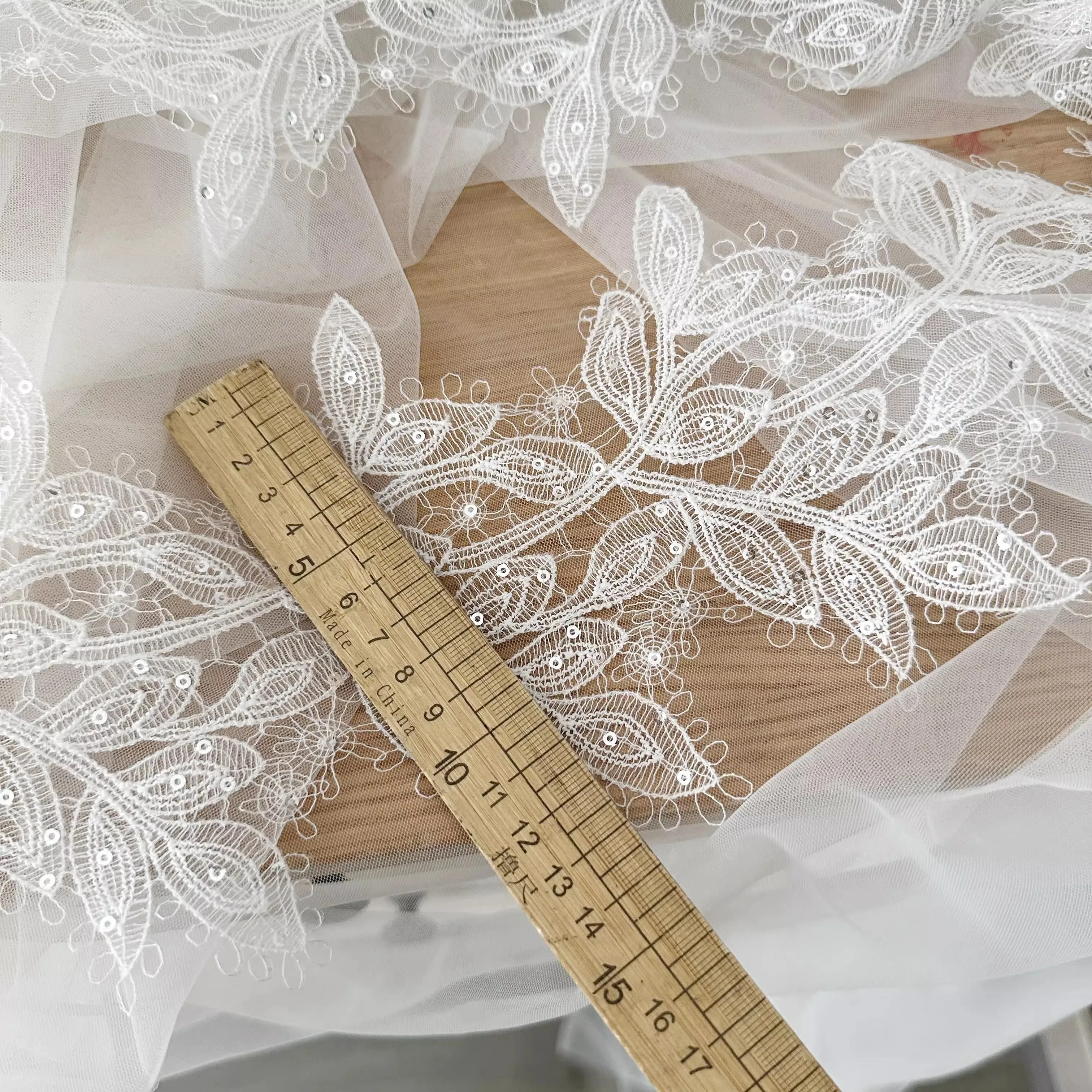 1Yard price Sequined fish silk lace Day single fish silk hollow veil wedding dress lace