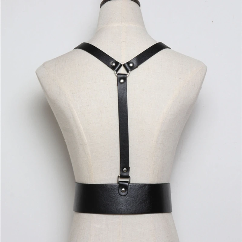 Underbust Corset Top With Strap Punk Harness Belt Leather Suspender Belt N58F