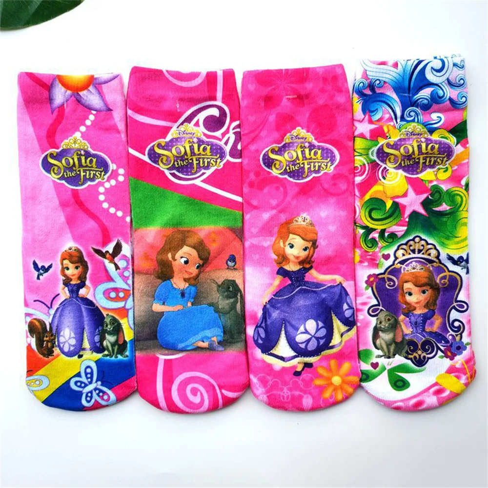 4 pz/Disney Frozen Socks Elsa Anna Anime Figure calzini lunghi per bambini Cartoon Cute Print Funny Boys Girls Cotton Socks Gifts