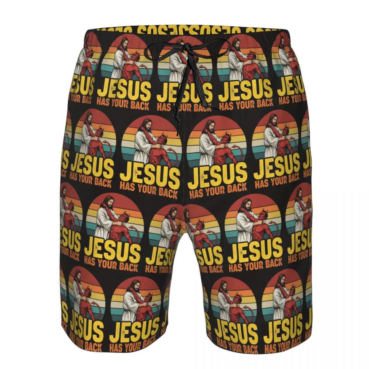 Jesus Has Your Back Jiu Jitsu Christian Trunks Beach Board Shorts Casual Quick Dry Swim Summer Men Pants