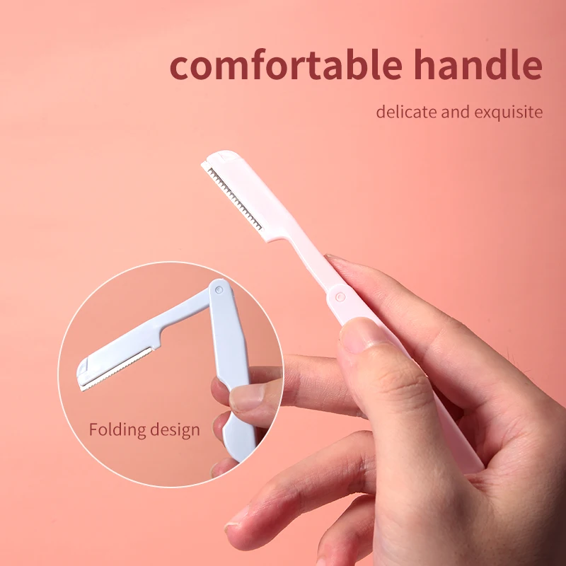 3 pièces/ensemble outils de maquillage rasoir de sourcils lame de rasoir pliable sûr sourcils Shaper couteau de coupe pour les femmes