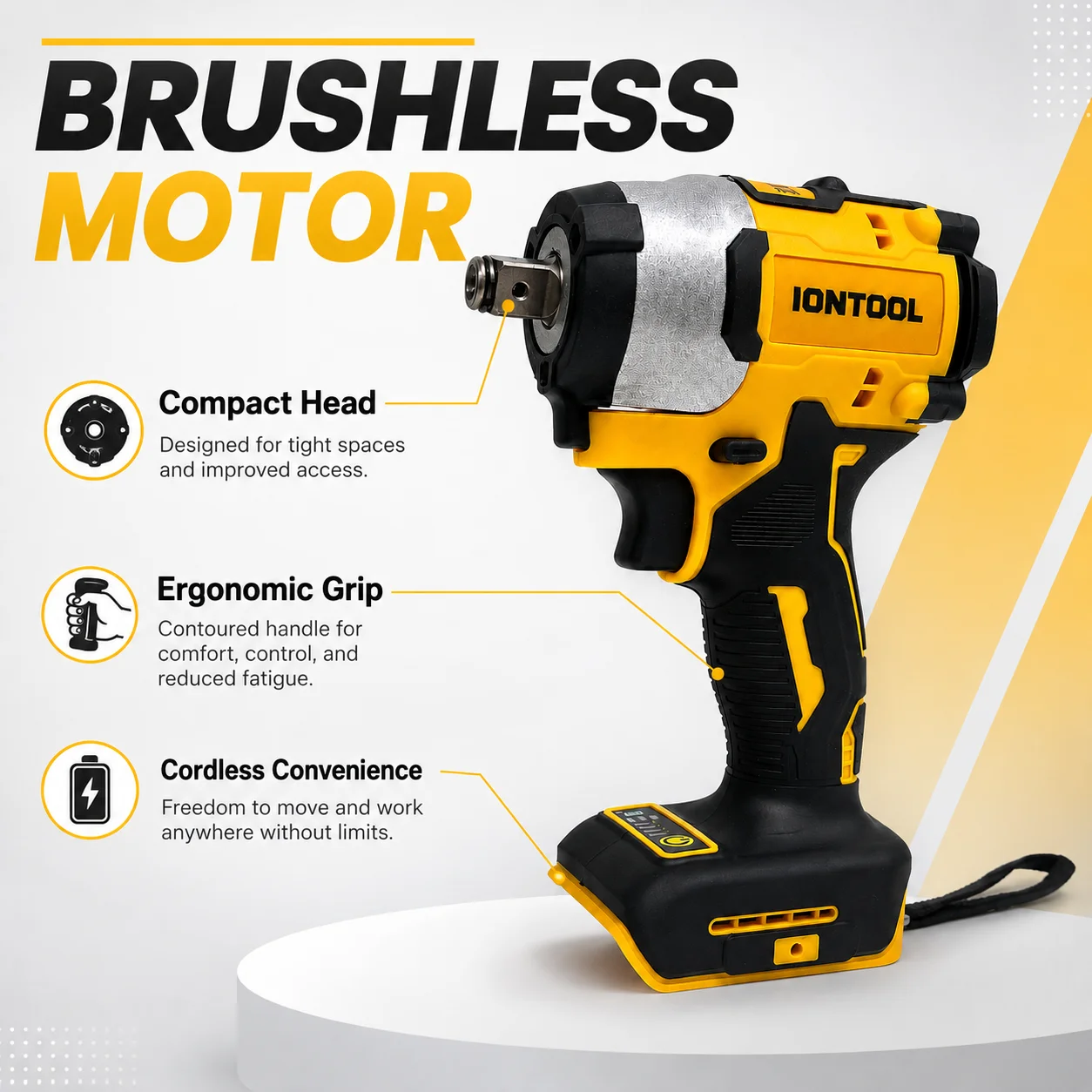 IONTOOL 450N 1/2 Inch Cordless Impact Wrench 750W 0-2800/0-4200RPM for Tire Change and Home Auto Repair Tool Only