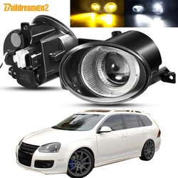 2 X 30W Car LED Lens Fog Light Assembly For Volkswagen VW Jetta Mk6 2010-2014 Angel Eye Fog DRL Daytime Running Lamp 8000LM 12V