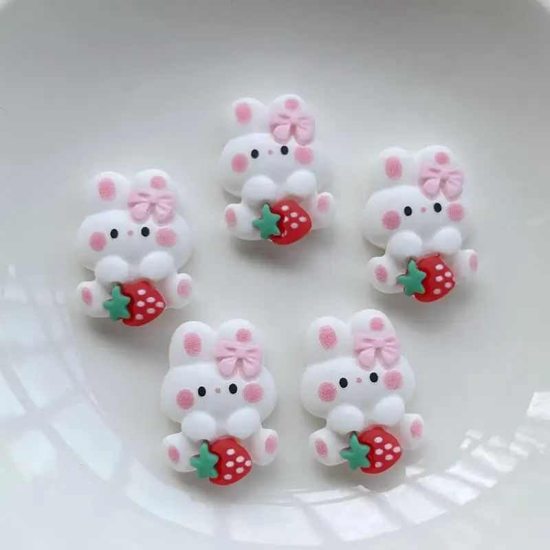 10 pieces of new mini cute white rabbit flat back resin clip DIY jewelry craft decorative accessories