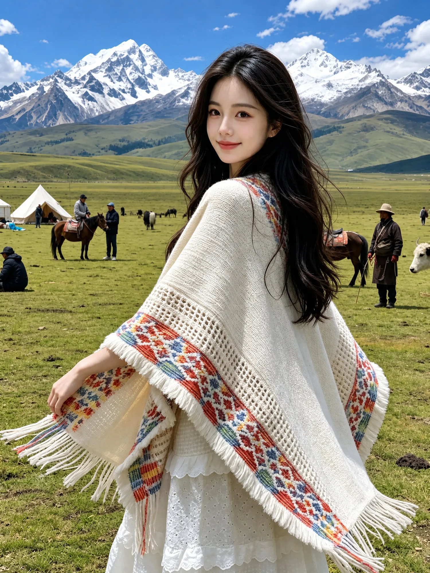 Chal de punto grueso para otoñ - Ethnic Fashion Photography reseña y precio