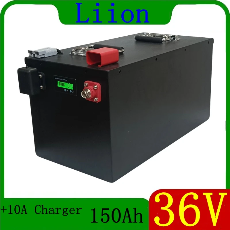 

waterproof 36v 150ah lithium ion batteria 100A BMS li ion for 3000W 2500w inverter scooter golf cart bike solar +10A charger