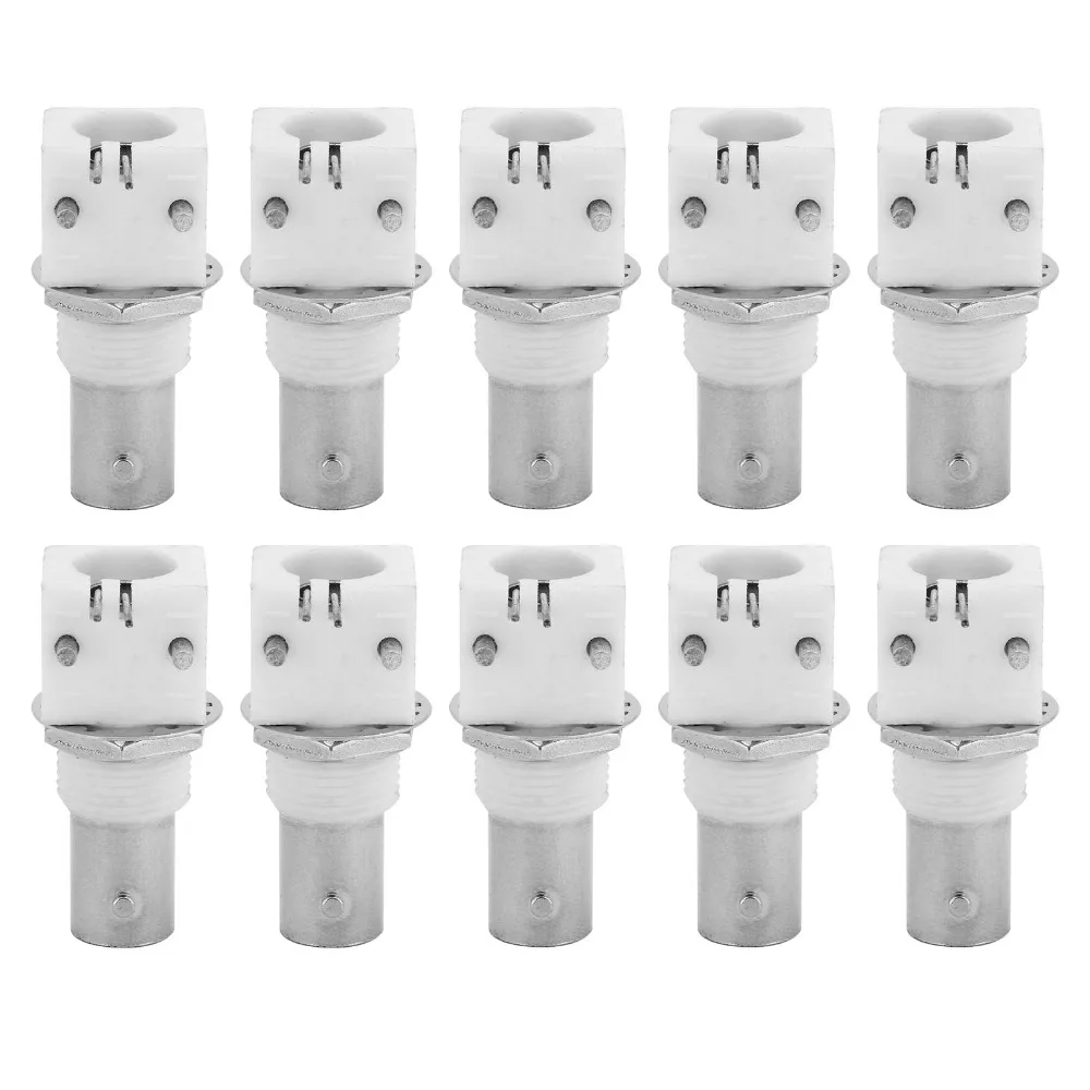 10 Pcs PCB Mount BNC Connector Solder 2 Pin BNC Female Socket Precision 90 Degree Coaxial Connector Signal Transmission