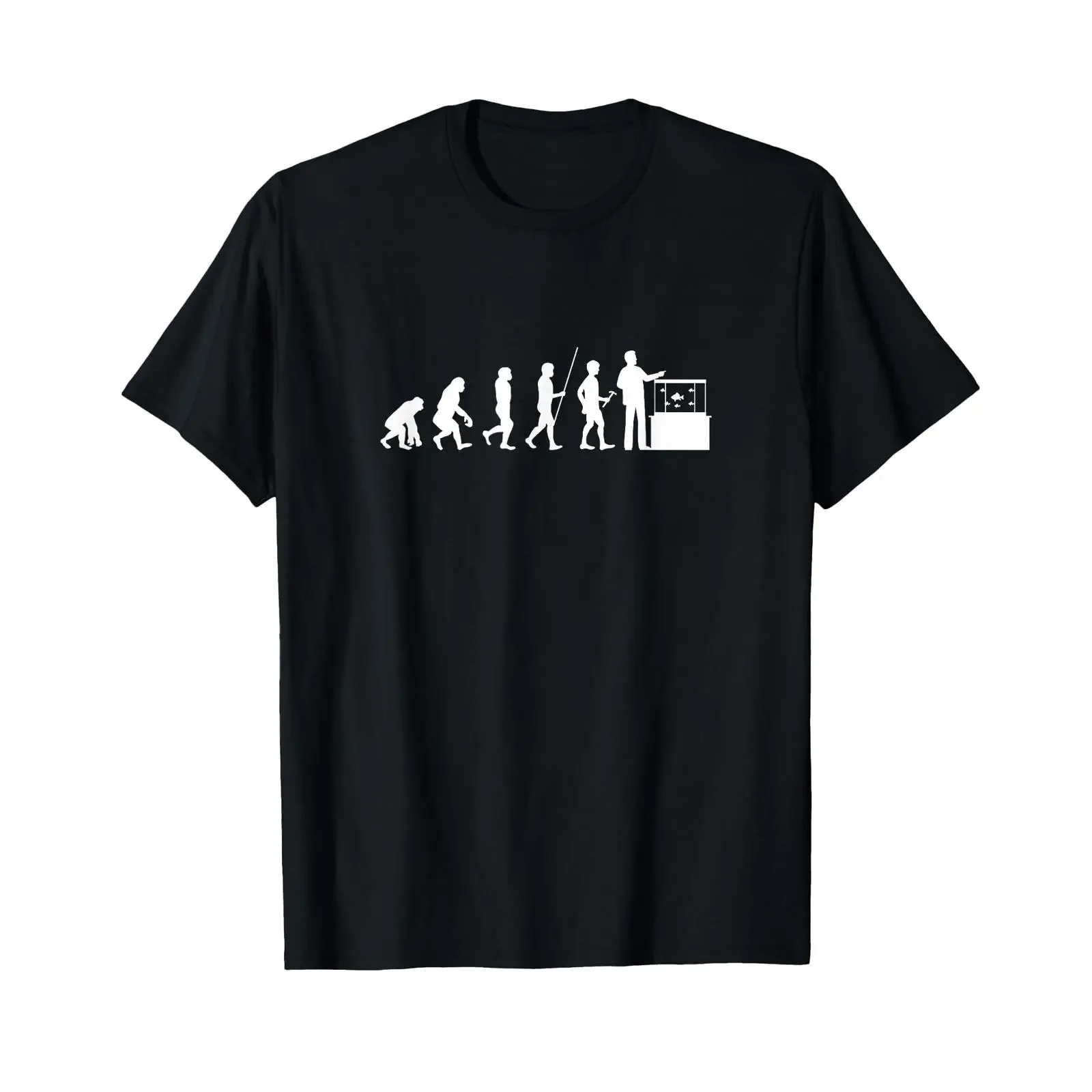 Camiseta Fish Evolution Aquarium Ornamental vintage lavada, streetwear masculino, roupas de designer unissex, ligeiramente elástica e estilosa