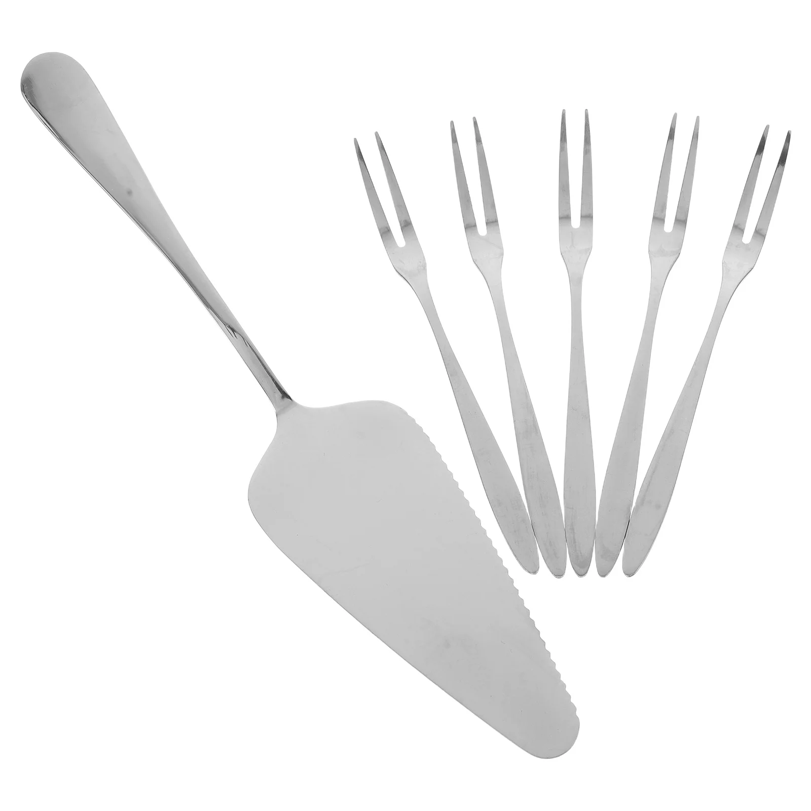 

1 set 1 Stainless Steel Cake Forks Knives Elegant Silverware Set For Desserts Fruits Wedding Party Serving Reusable Utensils