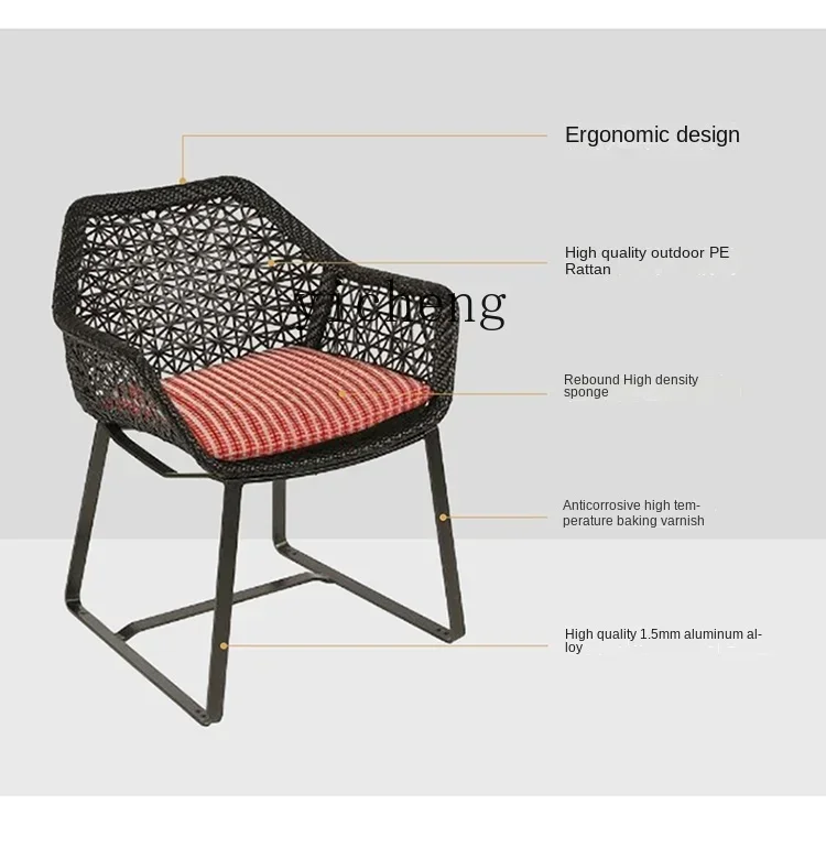 

Outdoor Desk-Chair Combination Hotel Terrace Garden Villa Leisure Furniture Room Outdoor Courtyard Rattan Chair