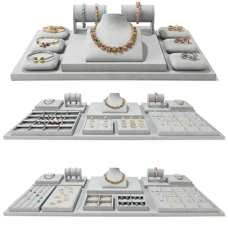 

Роскошный набор украшений для ожерелья, Высококачественный бархатный демонстрационный лоток для ювелирных изделий, подставка для демонстрации колец и браслетов