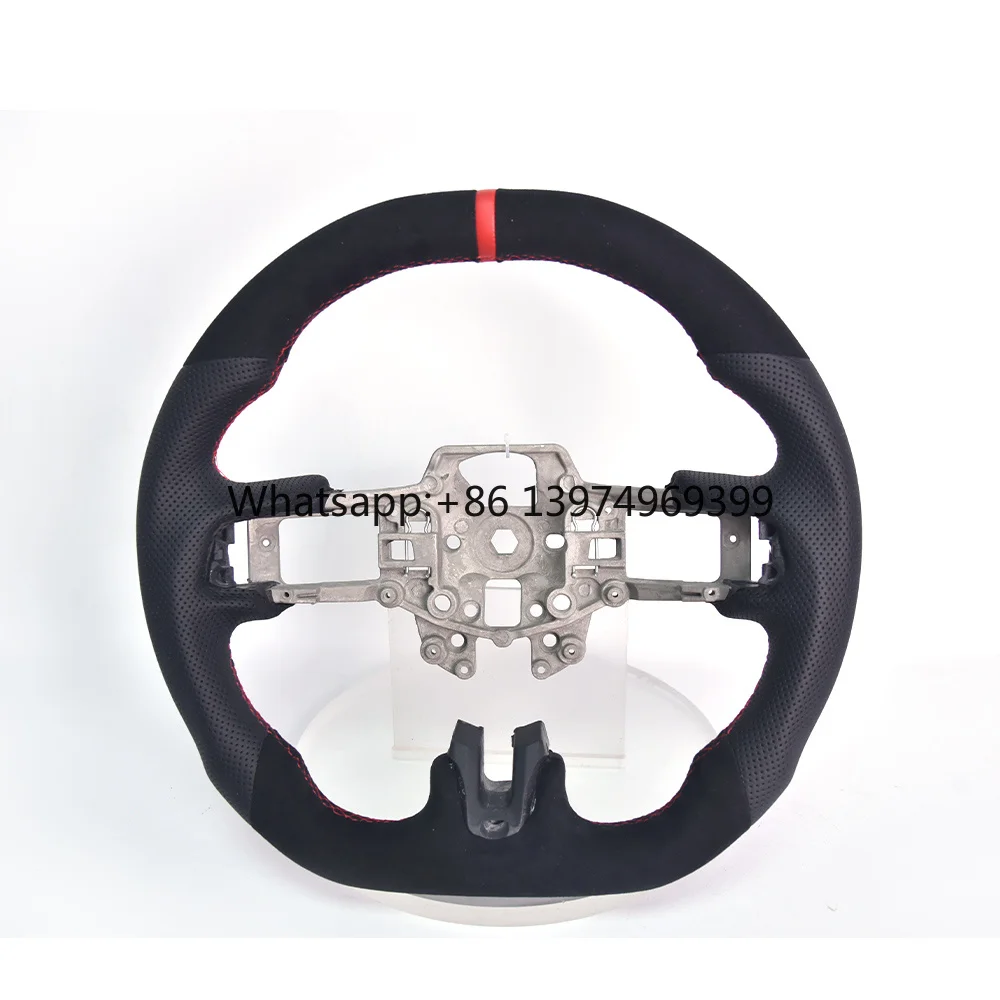 Suitable for Ford Mustang 2015-2017 Modified Suede Perforated Leather Steering Wheel Assembly Carbon Fiber Customized Upgrade