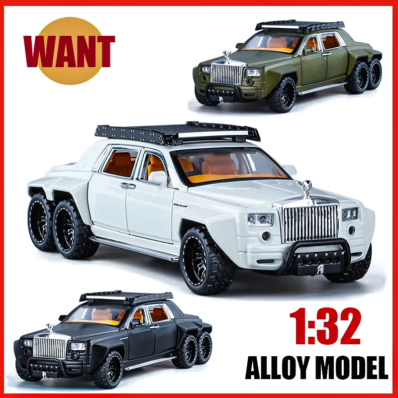 

1:32 R0lls R0yce Phantom 6X6 Luxy Alloy Premium Model Die Cast Metel Cars Toy Sound Light Children Christmas Gift Collection Orn