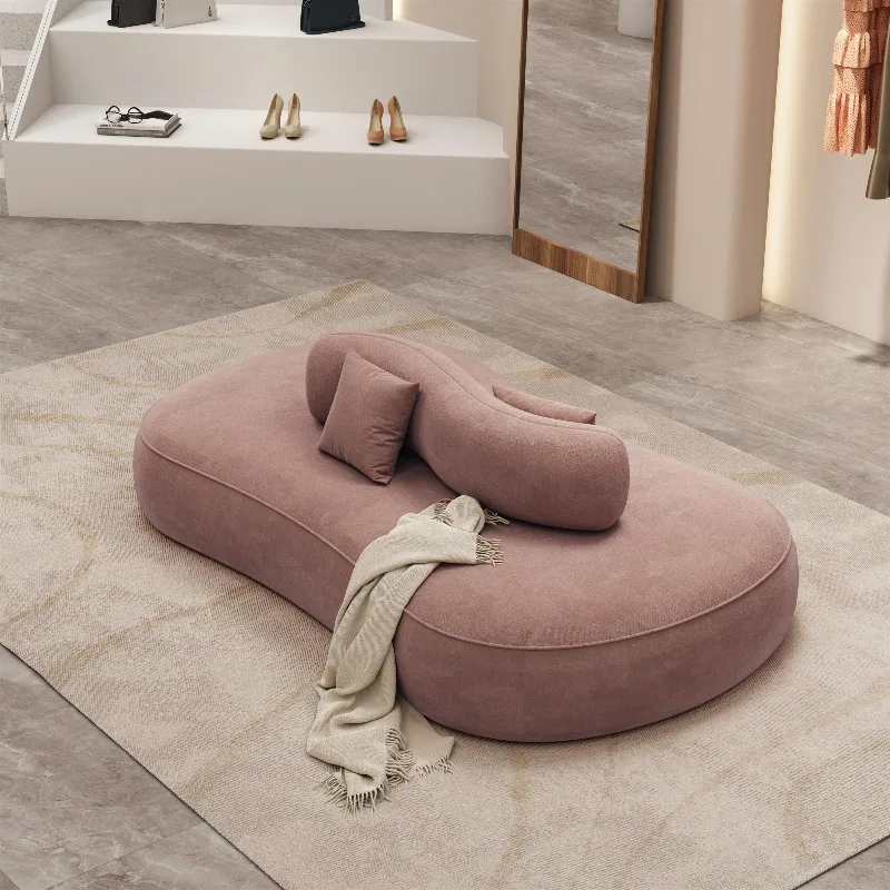 

Beauty salon double backrest lounge area reception sofa, milk tea shop cafe leisure sofa special-shaped fabric sofa