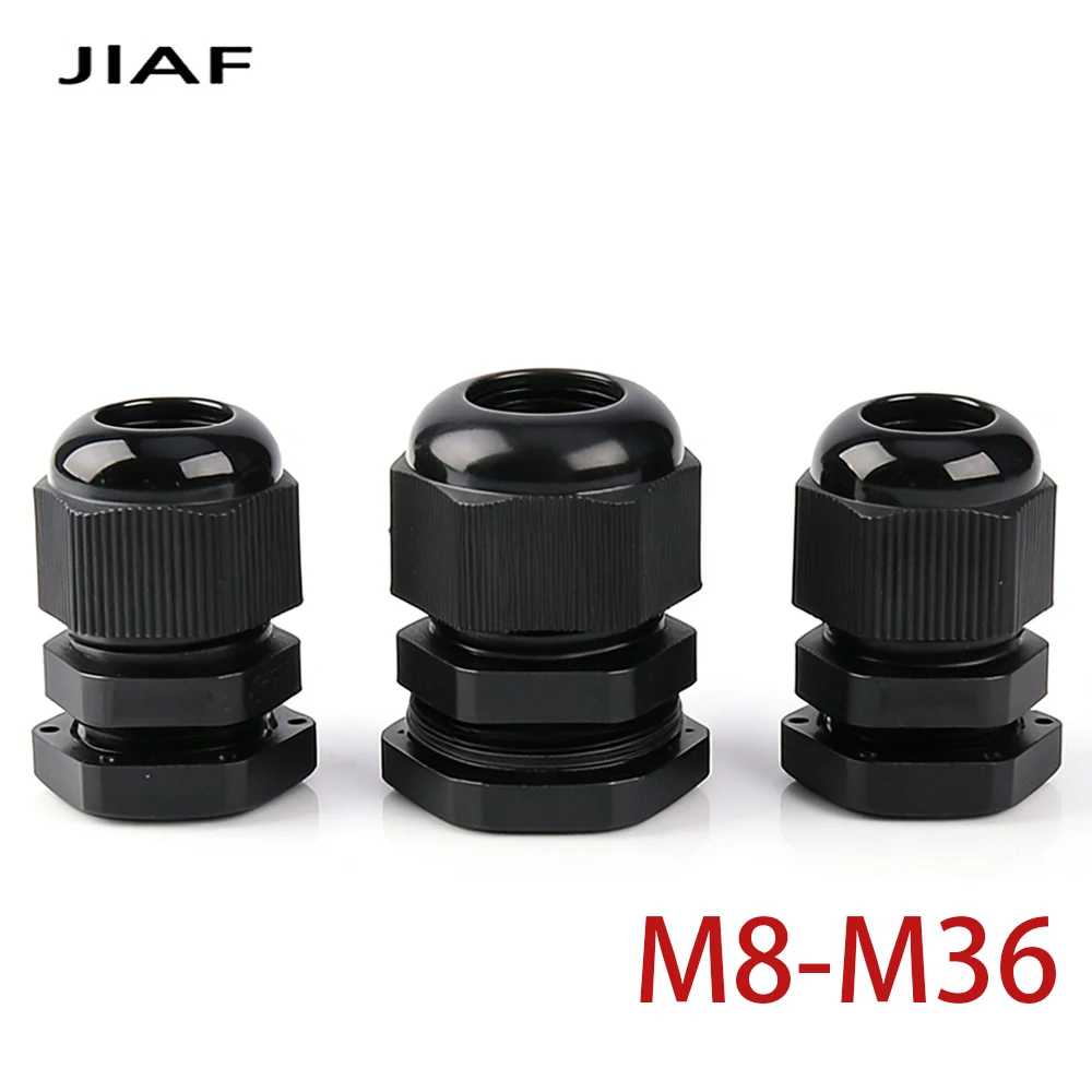 10 Stück schwarze IP68 wasserdichte Nylon-Kabelverschraubungen M8 M12 M16 M20 M25 M32 Kunststoffdichtung Kabelbefestigungsverbinder