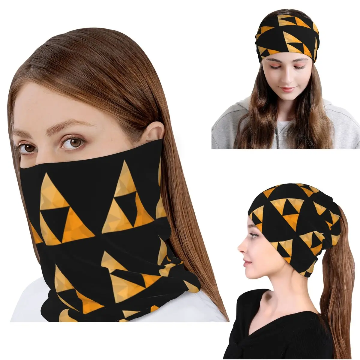 

Gold Triforce Symbol Zelda Bandana Neck Gaiter Face Scarf Multifunction Cycling Scarf Beanies Hat for Men Women Adult Windproof