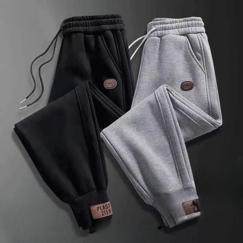 

Men Spring Autumn 2023 New Pure Cotton All-Matching Casual Pants Fleece-Lined Trenddy Ankle-Tied Sweatpants Fleece-Lined Warm