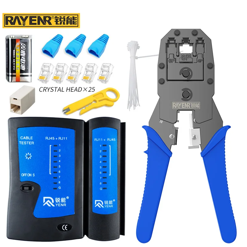 Crimper Crimping Tool Portable Ethernet Network Cable Crimper Cutting Tools Stripper Punch Down RJ45 RJ12 RJ11 Cat5 Cat6