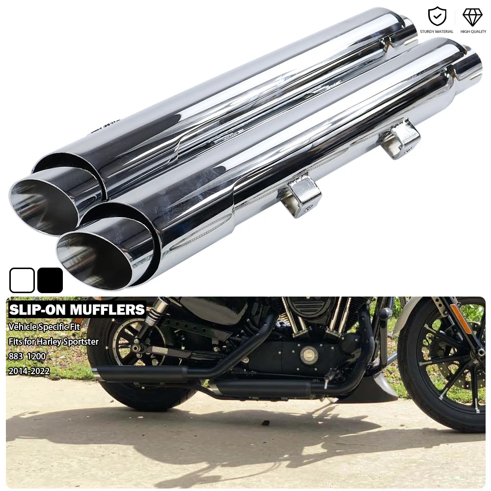 Chrome Slip-On Exhaust System Slip Ons Mufflers Fit For Harley Sportster 883 XL883N Iron 1200 XL1200 SuperLow Roadster 2014-2022