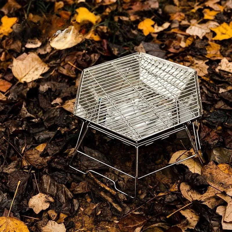 Camping picnic grill grill hexagonal incinerator